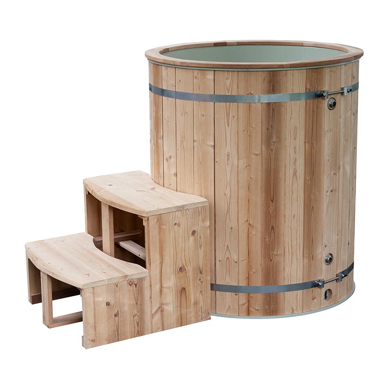 Vasca da bagno di ghiaccio in legno di pino termico con rivestimento in acciaio inossidabile 304