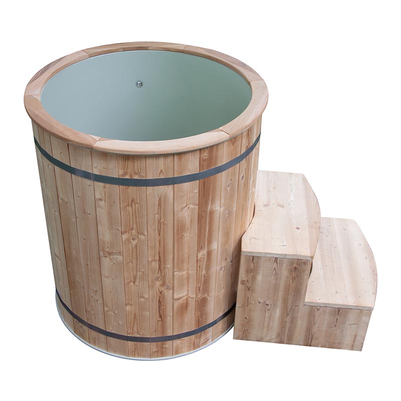 Vasca da bagno di ghiaccio in legno di pino termico con rivestimento in acciaio inossidabile 304