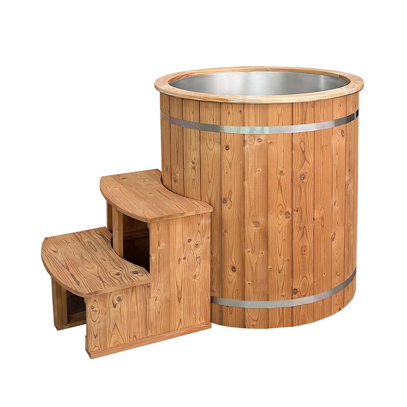 Vasca da bagno termica in legno di pino con rivestimento in acciaio inossidabile 304
